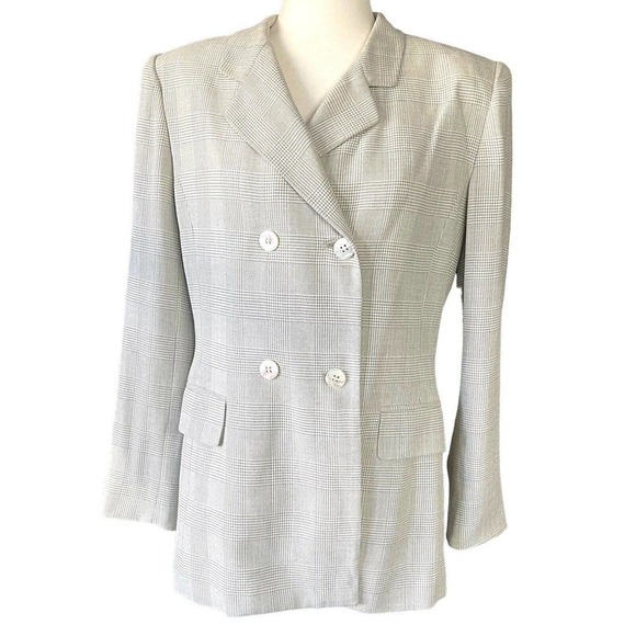 Jones New York Women’s Double Breasted Suit Jacket Coat Gray Plaid Size 10 New - Picture 1 of 10